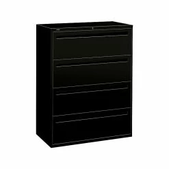 HON Brigade 700 Series 4-Drawer Lateral File Cabinet, Locking, Black, Letter/Legal, 42"W (H794.L.P)
