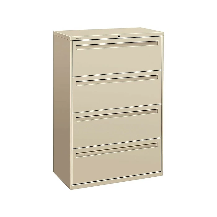 HON Brigade 700 Series 4-Drawer Lateral File Cabinet, Locking, Putty/Beige, Letter/Legal, 36"W (H784.L.L) 3 HON Brigade 700 Series 4-Drawer Lateral File Cabinet, Locking, Putty/Beige, Letter/Legal, 36"W (H784.L.L)