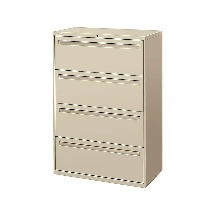 HON Brigade 700 Series 4-Drawer Lateral File Cabinet, Locking, Putty/Beige, Letter/Legal, 36"W (H784.L.L) 4 HON Brigade 700 Series 4-Drawer Lateral File Cabinet, Locking, Putty/Beige, Letter/Legal, 36"W (H784.L.L) - Image 2