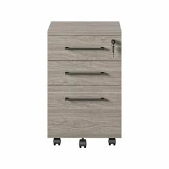 Ameriwood Parkside 3-Drawer Lateral File Cabinet, Mobile, Letter/Legal, Light Brown Oak, 15.75" (9558848COM)