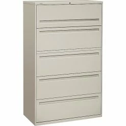 HON® Brigade 700 Series Lateral File, 5-Drawer, 64Hx42Wx19-1/4"D, Light Grey