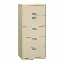 HON Brigade 600 Series 5 Drawer Lateral File Cabinet, Letter, Putty, 30"W (HON675LL)