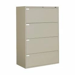 Global 9300P Series Business-Plus Lateral File Cabinet, Ltr/Lgl, 4-Drawer, Desert Putty, 18"D, 36"W