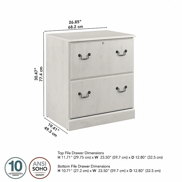 Bush Furniture Saratoga 2-Drawer Lateral File Cabinet, Linen White Oak (EX45754-03) 6 Bush Furniture Saratoga 2-Drawer Lateral File Cabinet, Linen White Oak (EX45754-03) - Image 4