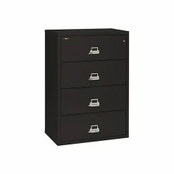 FireKing Classic 4-Drawer Lateral File Cabinet, Fire Resistant, Letter/Legal, Black, 37.5"W (4-3822-CBL)