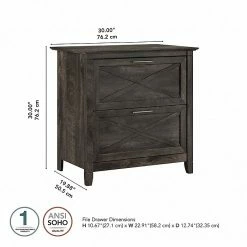 Bush Furniture Key West 2-Drawer Lateral File Cabinet, Letter/Legal, Dark Gray Hickory, 30" (KWF130RCP-03) -File Cabinets Shop unnamed file 1080