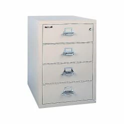FireKing Classic 4-Drawer Lateral File Cabinet, Locking, Beige, Letter/Legal, 31.19"W (4-3122-CPA)