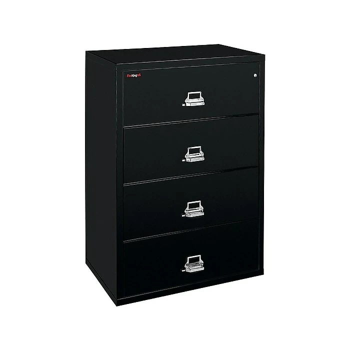 FireKing Classic 4-Drawer Lateral File Cabinet, Fire Resistant, Letter/Legal, Black, 31.19"W (4-3122-CBL) 3 FireKing Classic 4-Drawer Lateral File Cabinet, Fire Resistant, Letter/Legal, Black, 31.19"W (4-3122-CBL)