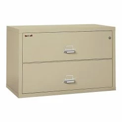 FireKing Classic 2-Drawer Lateral File Cabinet, Fire Resistant, Beige, Letter/Legal, 44.5"W (2-4422-CPA)