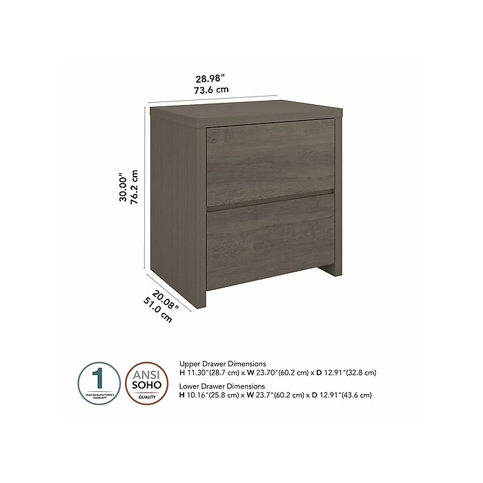 Bush Furniture Bristol 2-Drawer Lateral File Cabinet, Letter/Legal, Restored Gray/Thread Gray, 29" (BRF129RT-03) 7 Bush Furniture Bristol 2-Drawer Lateral File Cabinet, Letter/Legal, Restored Gray/Thread Gray, 29" (BRF129RT-03) - Image 5