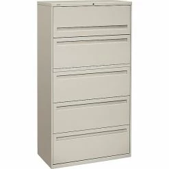 HON Brigade® 700 Series Lateral File, 5-Drawer, 67Hx36Wx19-1/4"D, Light Grey