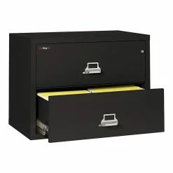 FireKing Classic 2-Drawer Lateral File Cabinet, Fire Resistant, Letter/Legal, Black, 37.5"W (2-3822-CBL)