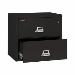 FireKing Classic 2-Drawer Lateral File Cabinet, Fire Resistant, Letter/Legal, Black, 31.19"W (2-3122-CBL)