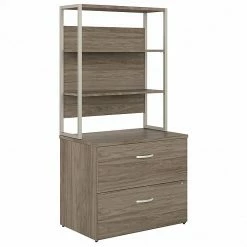 Bush Business Furniture Hybrid 2-Drawer Lateral File Cabinet With Shelves, Letter/Legal, Modern Hickory, 36"W (HYB018MHSUFA)