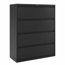 Staples Commercial 4 File Drawers Lateral File Cabinet, Locking, Black, Letter/Legal, 42"W (20063D)