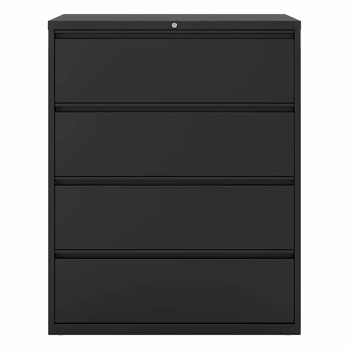 Staples Commercial 4 File Drawers Lateral File Cabinet, Locking, Black, Letter/Legal, 42"W (20063D) 4 Staples Commercial 4 File Drawers Lateral File Cabinet, Locking, Black, Letter/Legal, 42"W (20063D) - Image 2