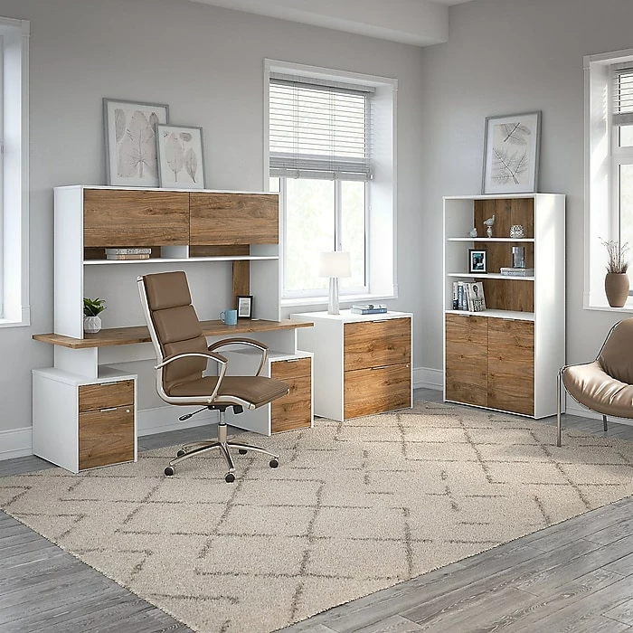 Bush Business Furniture Jamestown 2-Drawer Lateral File Cabinet, Letter/Legal, Fresh Walnut/White, 29.72" (JTF130FWWHSU) 11 Bush Business Furniture Jamestown 2-Drawer Lateral File Cabinet, Letter/Legal, Fresh Walnut/White, 29.72" (JTF130FWWHSU) - Image 9