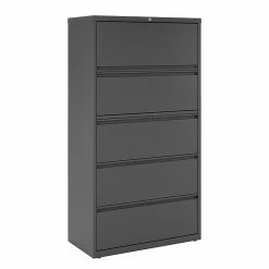 Staples 5-Drawer Lateral File Cabinet, Locking, Letter/Legal, Charcoal, 36"W (26827D)