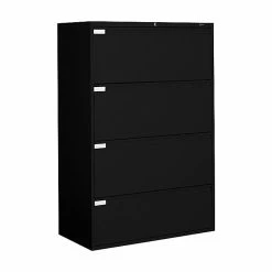 Global 9300P Series Business-Plus Lateral File Cabinet, Letter/Legal, 4-Drawer, Black, 18"D, 36"W