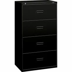 HON Lateral File, 4 Drawers, Molded Pull, 30"W, Black Finish (BSX434LP)