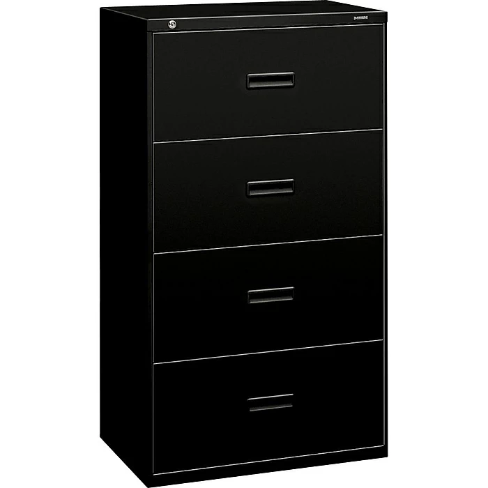 HON Lateral File, 4 Drawers, Molded Pull, 30"W, Black Finish (BSX434LP) 3 HON Lateral File, 4 Drawers, Molded Pull, 30"W, Black Finish (BSX434LP)