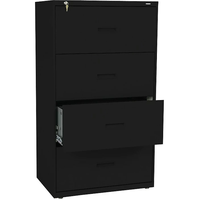 HON Lateral File, 4 Drawers, Molded Pull, 30"W, Black Finish (BSX434LP) 4 HON Lateral File, 4 Drawers, Molded Pull, 30"W, Black Finish (BSX434LP) - Image 2