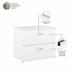 Bush Business Furniture Hybrid 2-Drawer Lateral File Cabinet With Shelves, Letter/Legal, White, 36"W, Installed (HYB018WHSUFA) -File Cabinets Shop unnamed file 1393