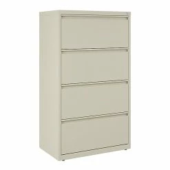 Staples Commercial 4-Drawer Lateral File Cabinet, Assembled, Letter/Legal, Putty/Beige, 30"W (28884D)
