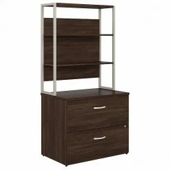 Bush Business Furniture Hybrid 2-Drawer Lateral File Cabinet With Shelves, Letter/Legal, Black Walnut, 36"W (HYB018BWSUFA)