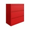 Hirsh HL10000 Series 3-Drawer Lateral File Cabinet, Locking, Letter/Legal, Lava Red, 36" (24252)