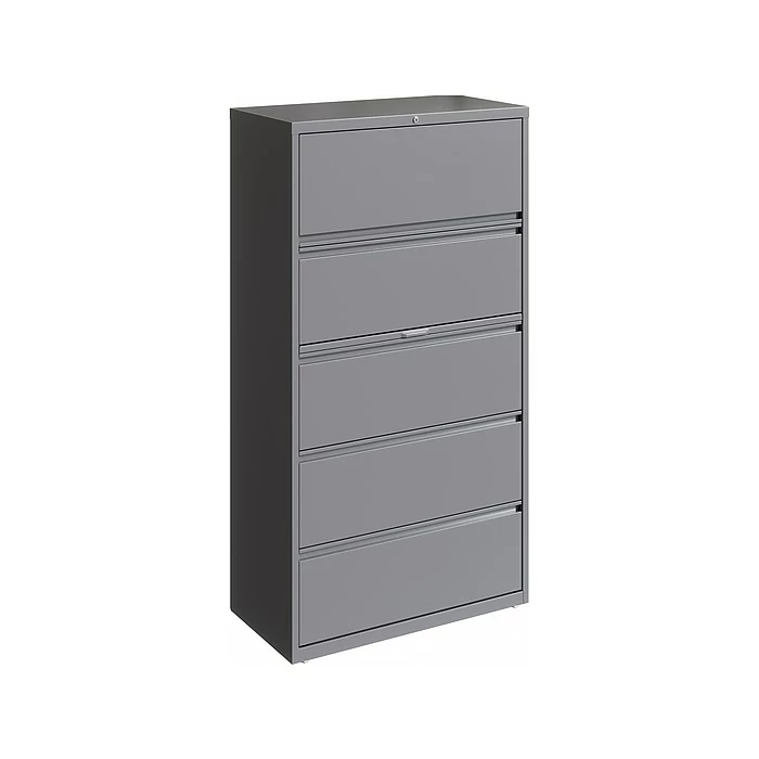 Hirsh HL10000 Series 5-Drawer Lateral File Cabinet, Locking, Letter/Legal, Arctic Silver, 36" (23747) 3 Hirsh HL10000 Series 5-Drawer Lateral File Cabinet, Locking, Letter/Legal, Arctic Silver, 36" (23747)