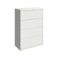 Hirsh HL10000 Series 4-Drawer Lateral File Cabinet, Locking, Letter/Legal, White, 36" (23702)