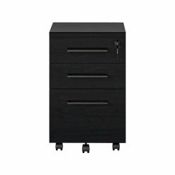 Ameriwood Parkside 3-Drawer Lateral File Cabinet, Mobile, Letter/Legal, Black Oak, 15.75" (9558802COM)