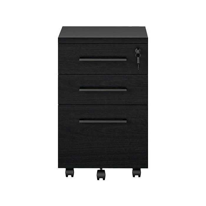 Ameriwood Parkside 3-Drawer Lateral File Cabinet, Mobile, Letter/Legal, Black Oak, 15.75" (9558802COM) 3 Ameriwood Parkside 3-Drawer Lateral File Cabinet, Mobile, Letter/Legal, Black Oak, 15.75" (9558802COM)