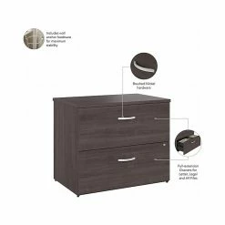 Bush Business Furniture Hybrid 2-Drawer Lateral File Cabinet, Letter/Legal, Storm Gray, 36" (HYF136SGSU-Z) 12 Bush Business Furniture Hybrid 2-Drawer Lateral File Cabinet, Letter/Legal, Storm Gray, 36" (HYF136SGSU-Z) -File Cabinets Shop unnamed file 1566