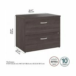 Bush Business Furniture Hybrid 2-Drawer Lateral File Cabinet, Letter/Legal, Storm Gray, 36" (HYF136SGSU-Z) 13 Bush Business Furniture Hybrid 2-Drawer Lateral File Cabinet, Letter/Legal, Storm Gray, 36" (HYF136SGSU-Z) -File Cabinets Shop unnamed file 1567