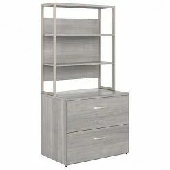 Bush Business Furniture Hybrid 2-Drawer Lateral File Cabinet With Shelves, Letter/Legal, Platinum Gray, 36"W (HYB018PGSUFA)