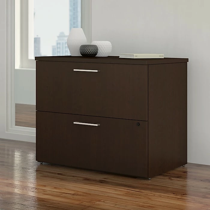 Bush Business Furniture 400 Series 36"W 2 Drawer Lateral File Cabinet, Mocha Cherry (400SFL236MRK) 4 Bush Business Furniture 400 Series 36"W 2 Drawer Lateral File Cabinet, Mocha Cherry (400SFL236MRK) - Image 2