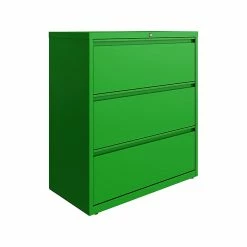 Hirsh HL10000 Series 3-Drawer Lateral File Cabinet, Locking, Letter/Legal, Screaming Green, 36" (24253)