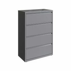 Hirsh HL10000 Series 4-Drawer Lateral File Cabinet, Locking, Letter/Legal, Arctic Silver, 36" (23746)