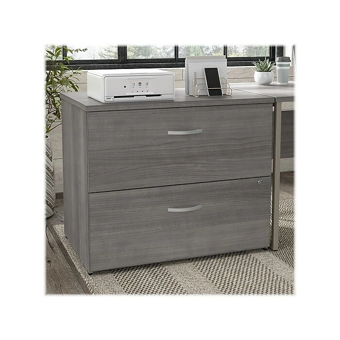 Bush Business Furniture Hybrid 2-Drawer Lateral File Cabinet, Letter/Legal, Platinum Gray, 36" (HYF136PGSU-Z) 4 Bush Business Furniture Hybrid 2-Drawer Lateral File Cabinet, Letter/Legal, Platinum Gray, 36" (HYF136PGSU-Z) - Image 2