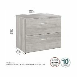 Bush Business Furniture Hybrid 2-Drawer Lateral File Cabinet, Letter/Legal, Platinum Gray, 36" (HYF136PGSU-Z) 12 Bush Business Furniture Hybrid 2-Drawer Lateral File Cabinet, Letter/Legal, Platinum Gray, 36" (HYF136PGSU-Z) -File Cabinets Shop unnamed file 1605