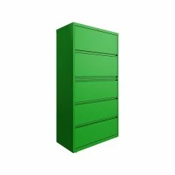 Hirsh HL10000 Series 5-Drawer Lateral File Cabinet, Locking, Letter/Legal, Screaming Green, 36" (24260)
