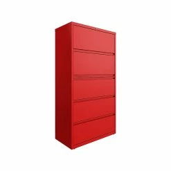 Hirsh HL10000 Series 5-Drawer Lateral File Cabinet, Locking, Letter/Legal, Lava Red, 36" (24258)