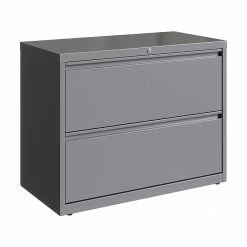 Hirsh HL10000 Series 2-Drawer Lateral File Cabinet, Locking, Letter/Legal, Arctic Silver, 36" (23744)