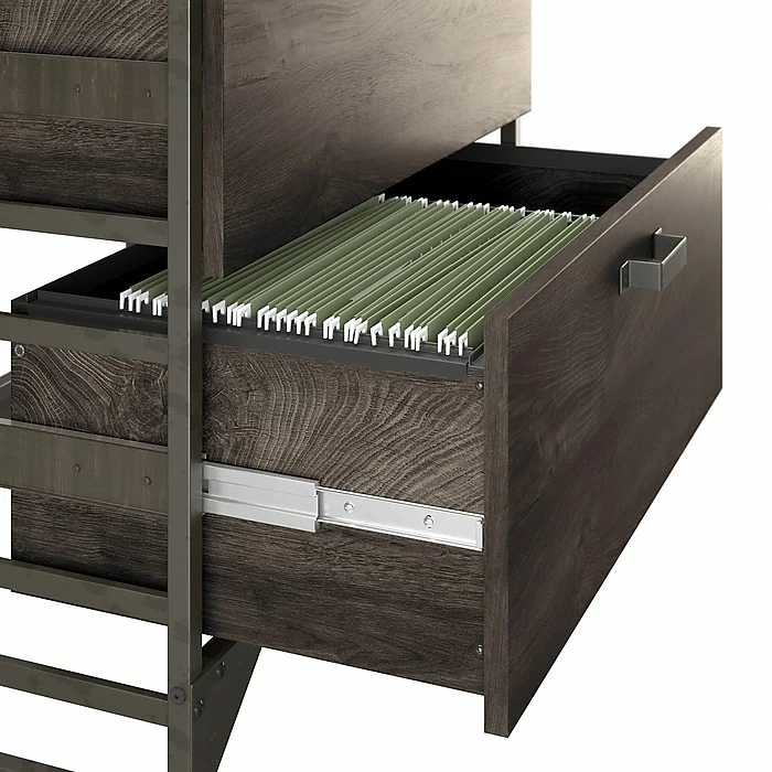 Bush Furniture Refinery 2-Drawer Lateral File Cabinet, Letter/Legal, Dark Gray Hickory, 32" (RFF132GH-03) 8 Bush Furniture Refinery 2-Drawer Lateral File Cabinet, Letter/Legal, Dark Gray Hickory, 32" (RFF132GH-03) - Image 6