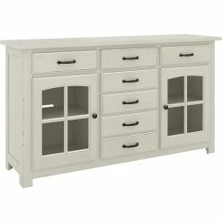 Bush Furniture Leonis 3-Drawer Buffet Cabinet, Letter/Legal, Lakewood White, 62" (LNT162LWSU)