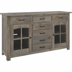 Bush Furniture Leonis 3-Drawer Buffet Cabinet, Letter/Legal, Lakewood Gray, 62" (LNT162LGSU)