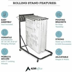 AdirOffice 12 Bracket Vertical File Rolling Stand For Blueprints, Black (613-BLK) 16 AdirOffice 12 Bracket Vertical File Rolling Stand For Blueprints, Black (613-BLK) -File Cabinets Shop unnamed file 1767