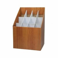 AdirOffice 12-Slot Roll File Box, Walnut, 15", 2/Pack (627-2PK)